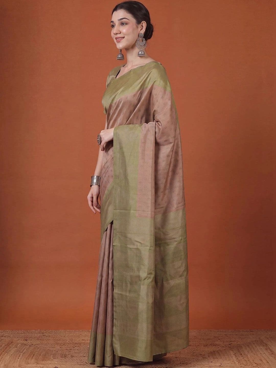 Anouk Woven Design Silk Blend Designer Tussar Saree thumbnail 7