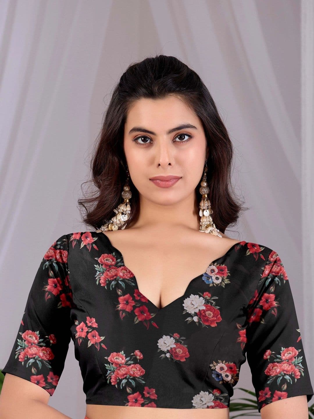 LeeliPeeri Designer Floral Satin Designer Saree thumbnail 5