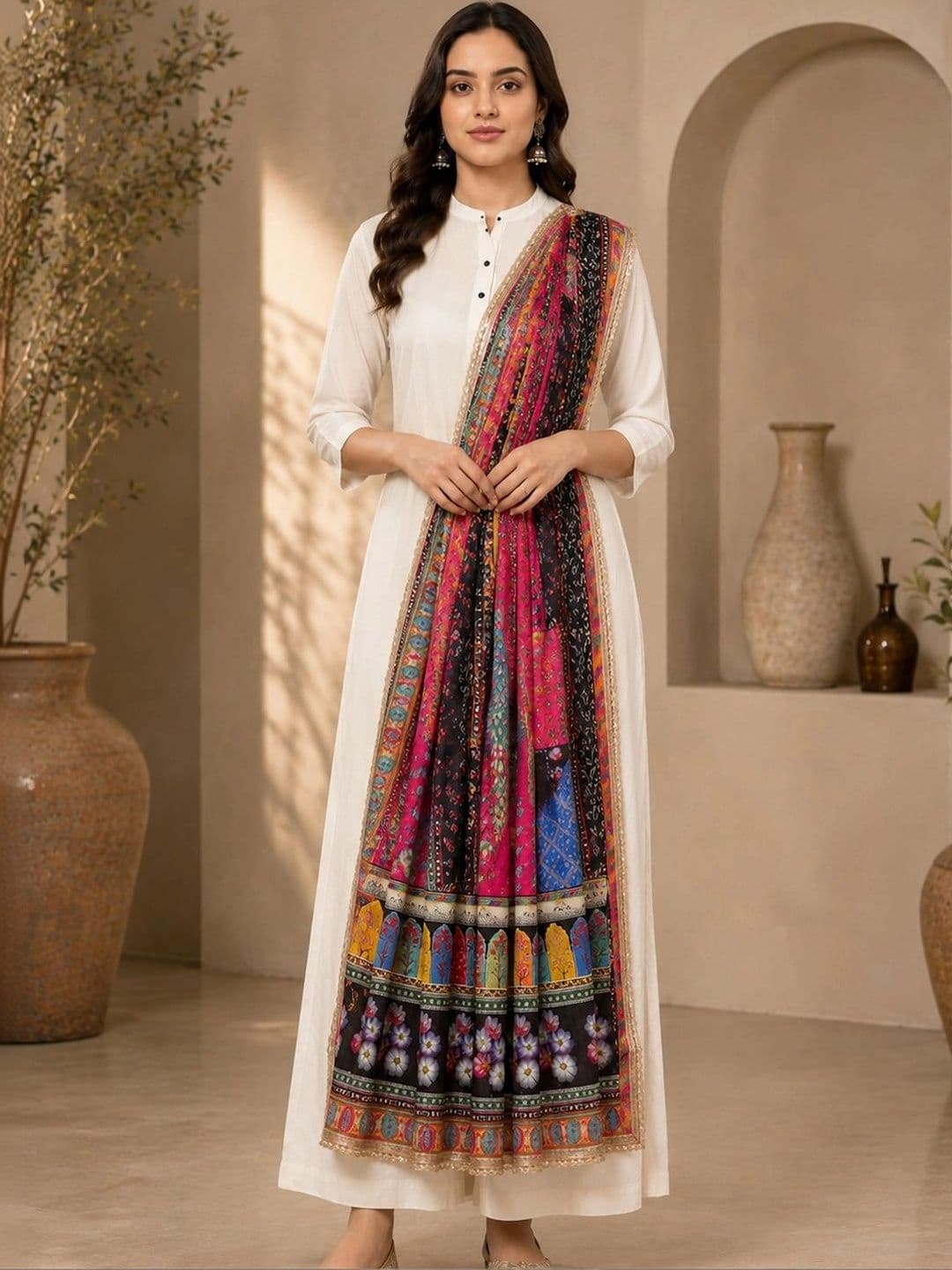 STUTI FASHION Ethnic Motifs Printed Dupatta with Zari - view 1