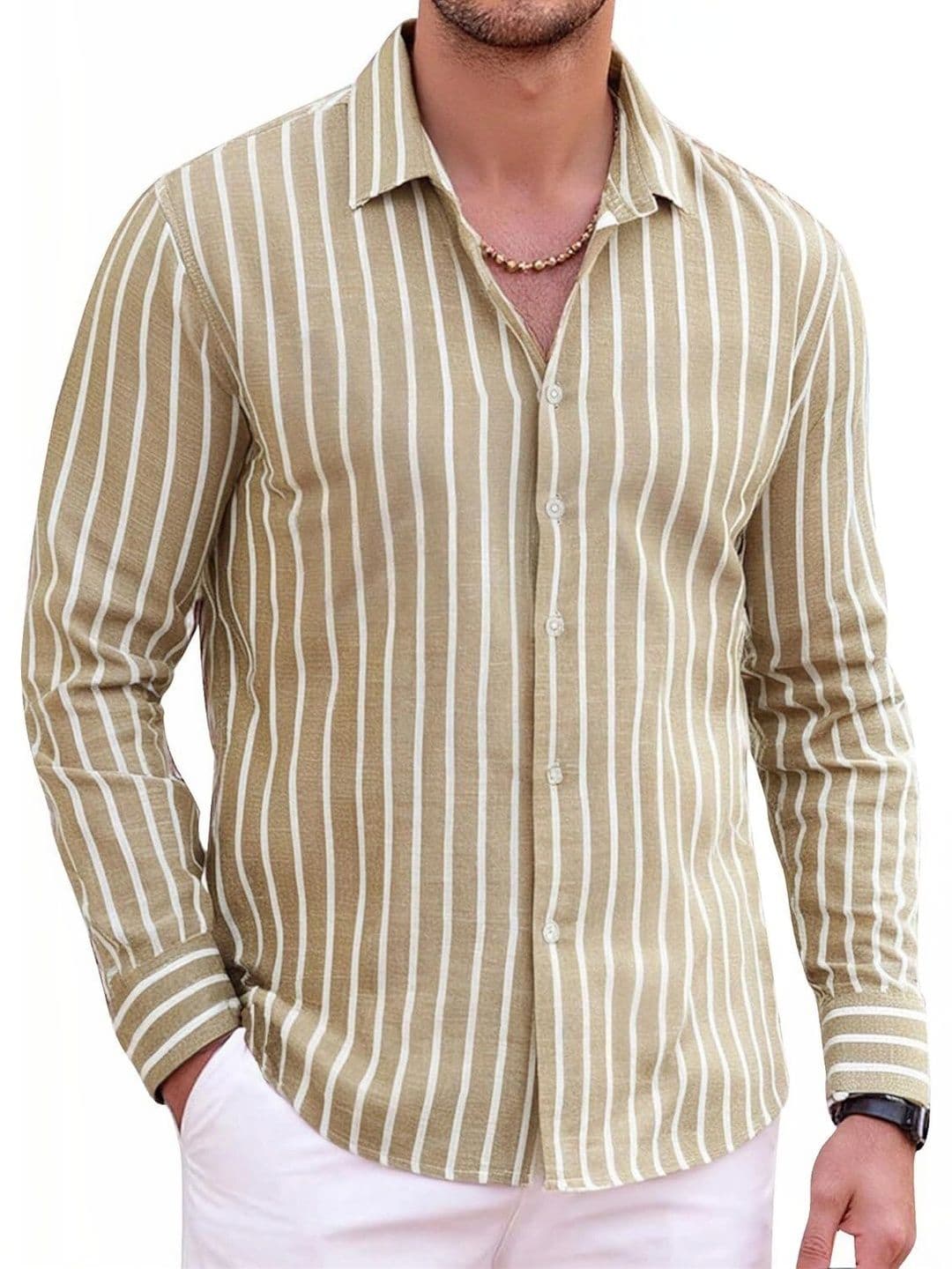 Fifth U Men Standard Striped Casual Shirt thumbnail 2
