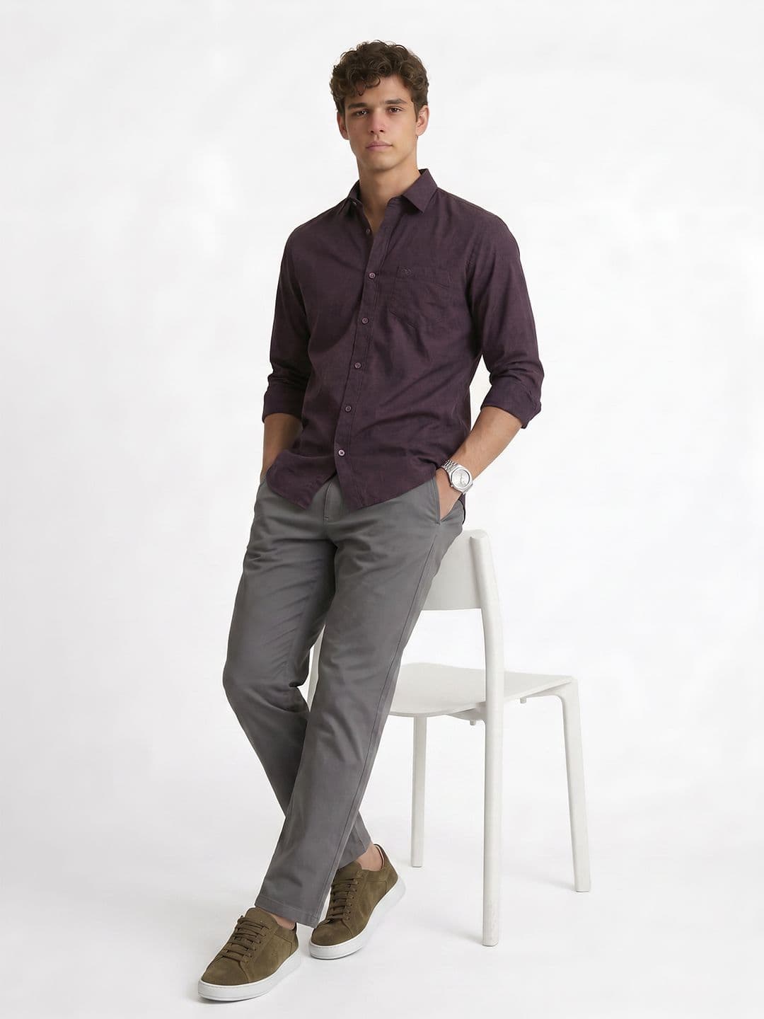Peter England Slim Fit Micro Ditsy Printed Pure Cotton Casual Shirt thumbnail 3