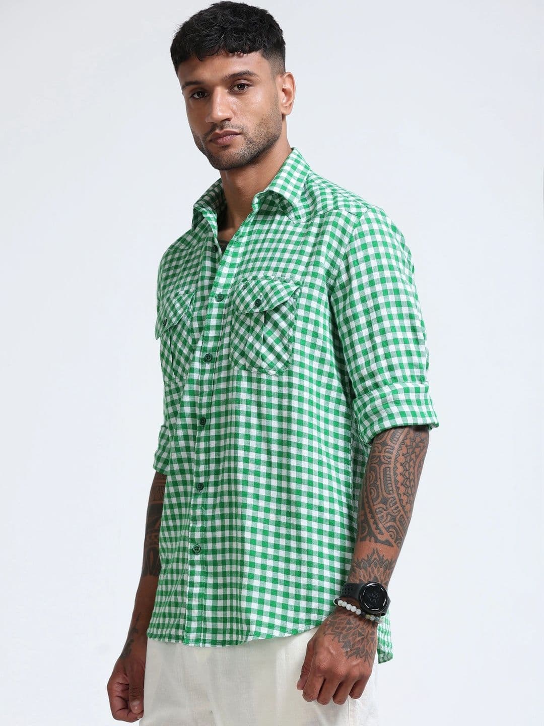 FashionDistrict Men Comfort Gingham Checks Sheer Checked Casual Shirt thumbnail 5