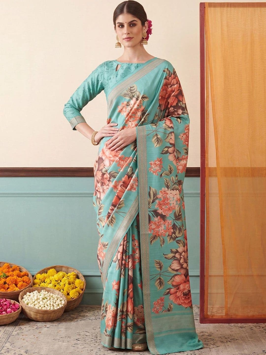 Anouk Floral Designer Saree - view 1