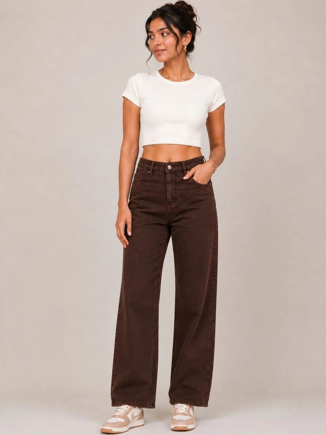 Moda Rapido Women Classic Wide Leg High-Rise Jeans thumbnail 4