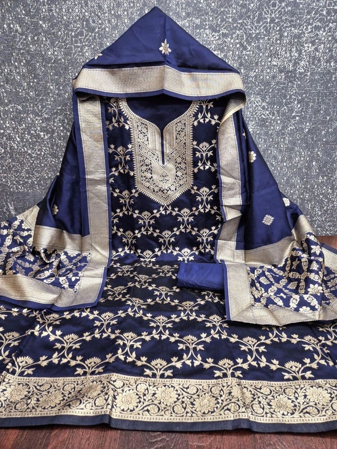 Milvia Art Silk Unstitched Dress Material thumbnail 2