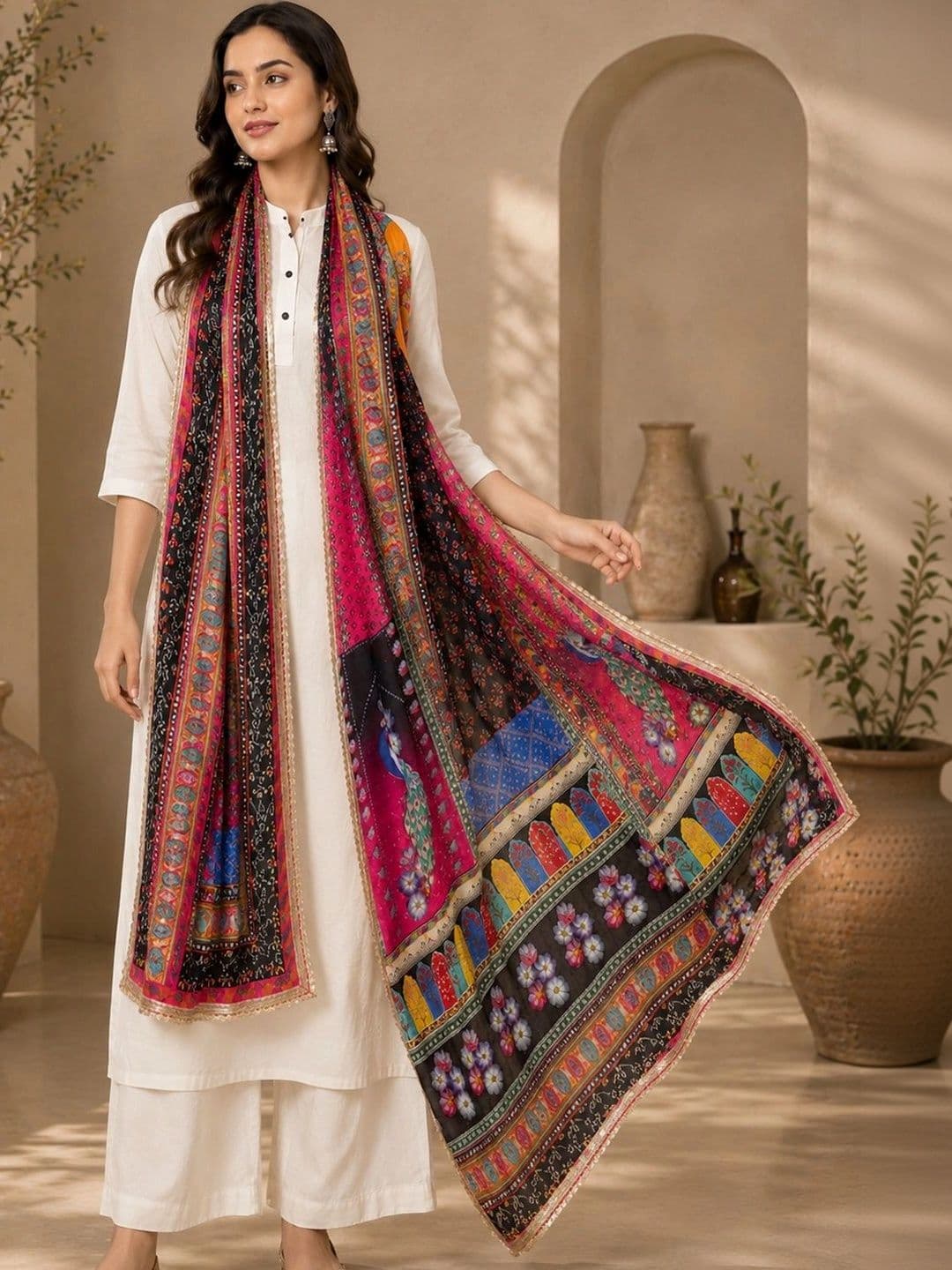 STUTI FASHION Ethnic Motifs Printed Dupatta with Zari thumbnail 4