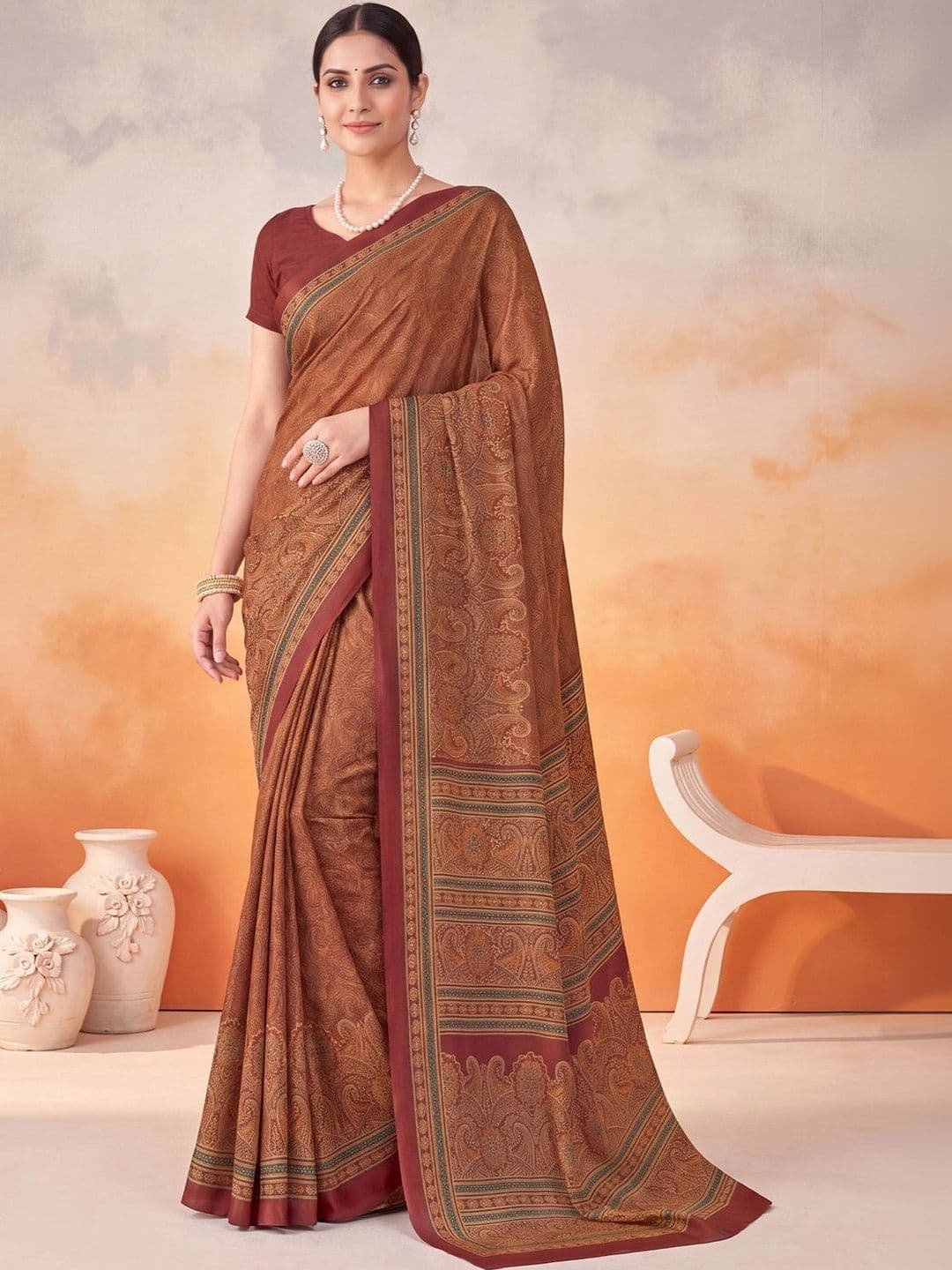 Anouk Ethnic Motifs Poly Crepe Designer Saree - view 1