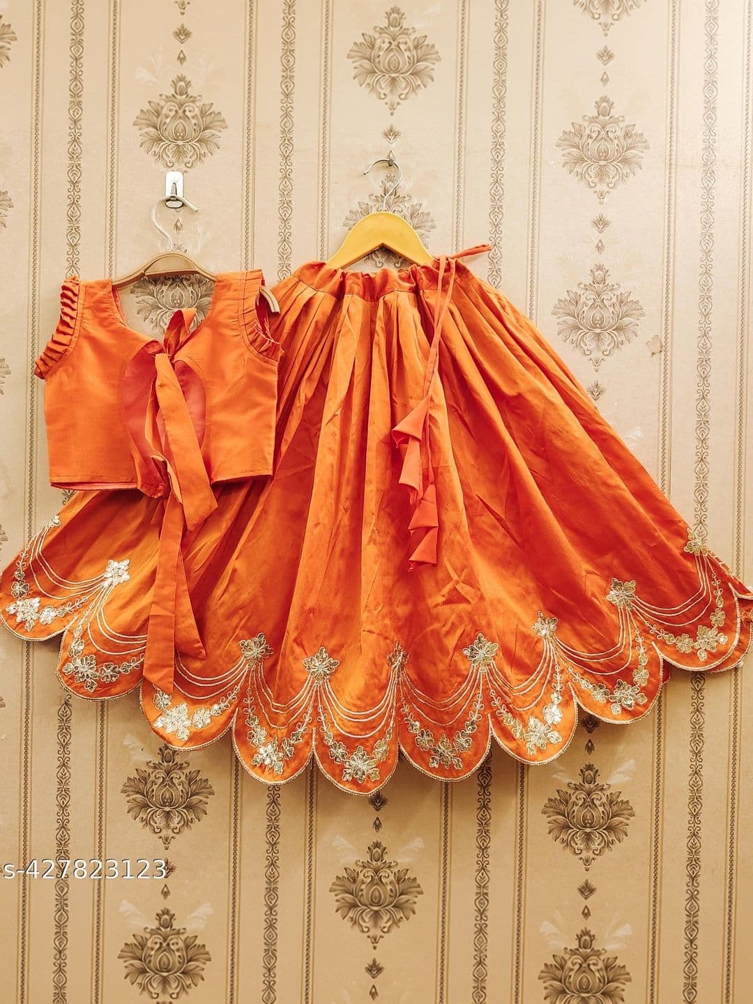 KALINI Girls Embroidered Thread Work Ready to Wear Lehenga & thumbnail 4