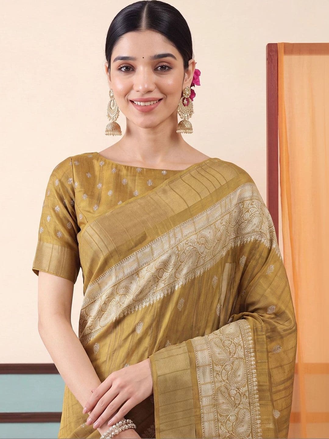 Anouk Woven Design Zari Silk Blend Designer Saree thumbnail 3