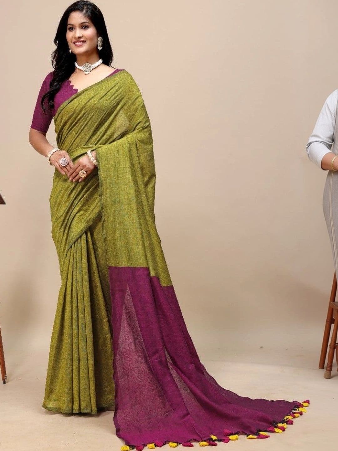aeriebier Zari Khadi Saree thumbnail 2