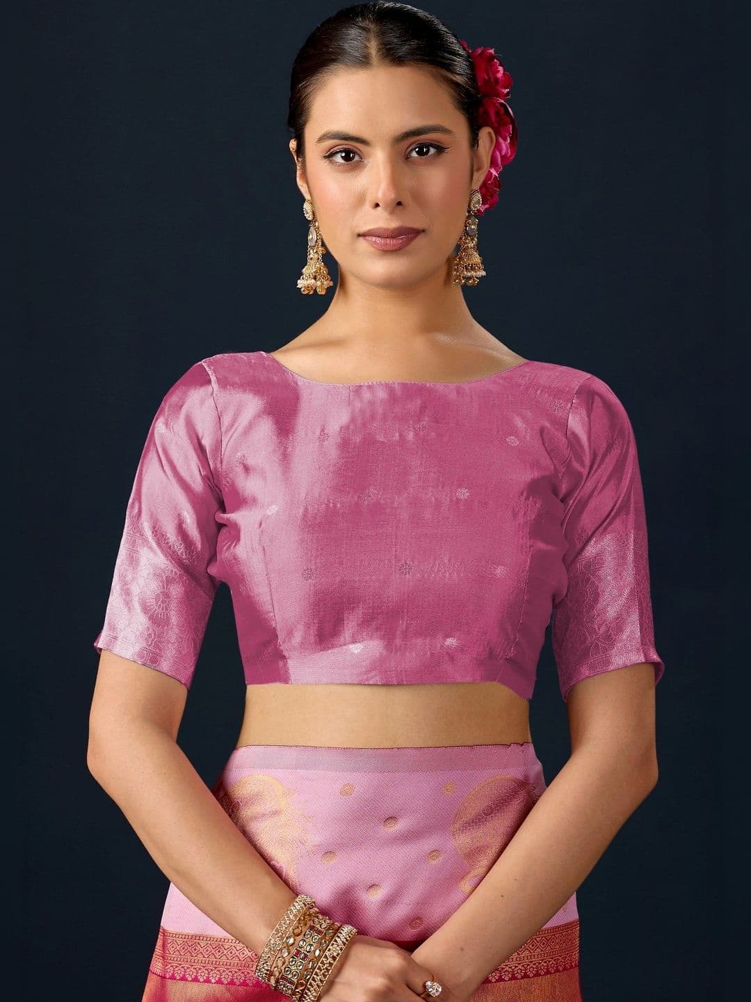 ERIKA Woven Design Zari Silk Blend Designer Banarasi Saree thumbnail 5
