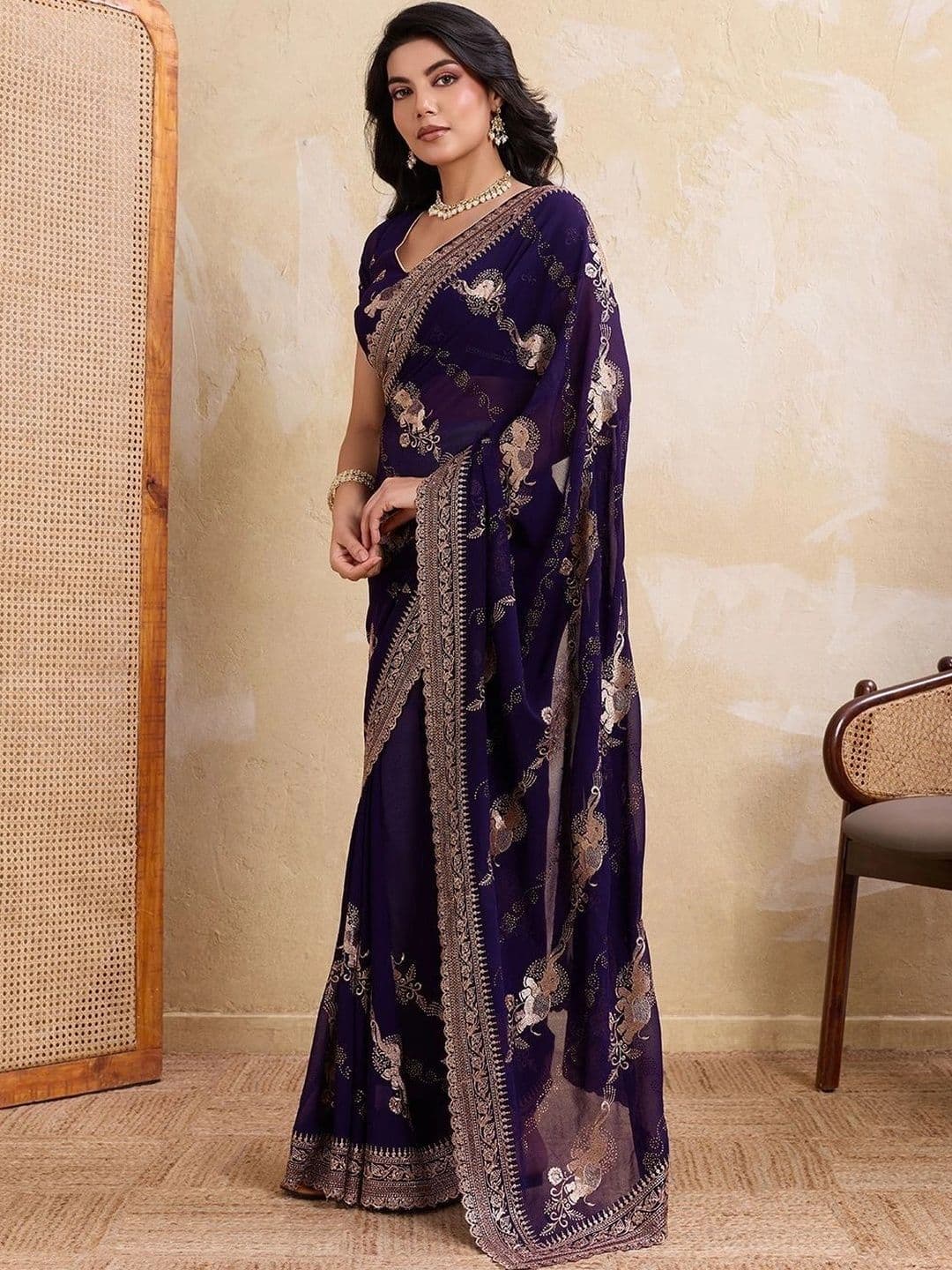 Leelavati Woven Design Zari Pure Chiffon Saree - view 1