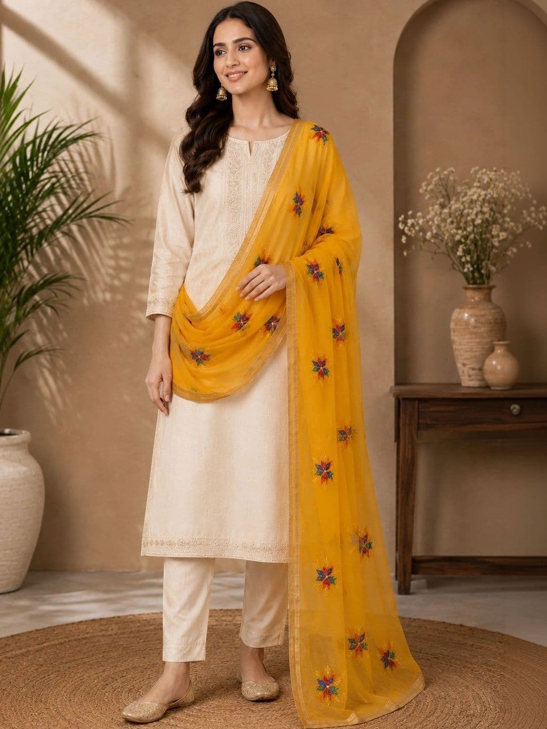 STUTI FASHION Embroidered Dupatta with Thread Work thumbnail 2