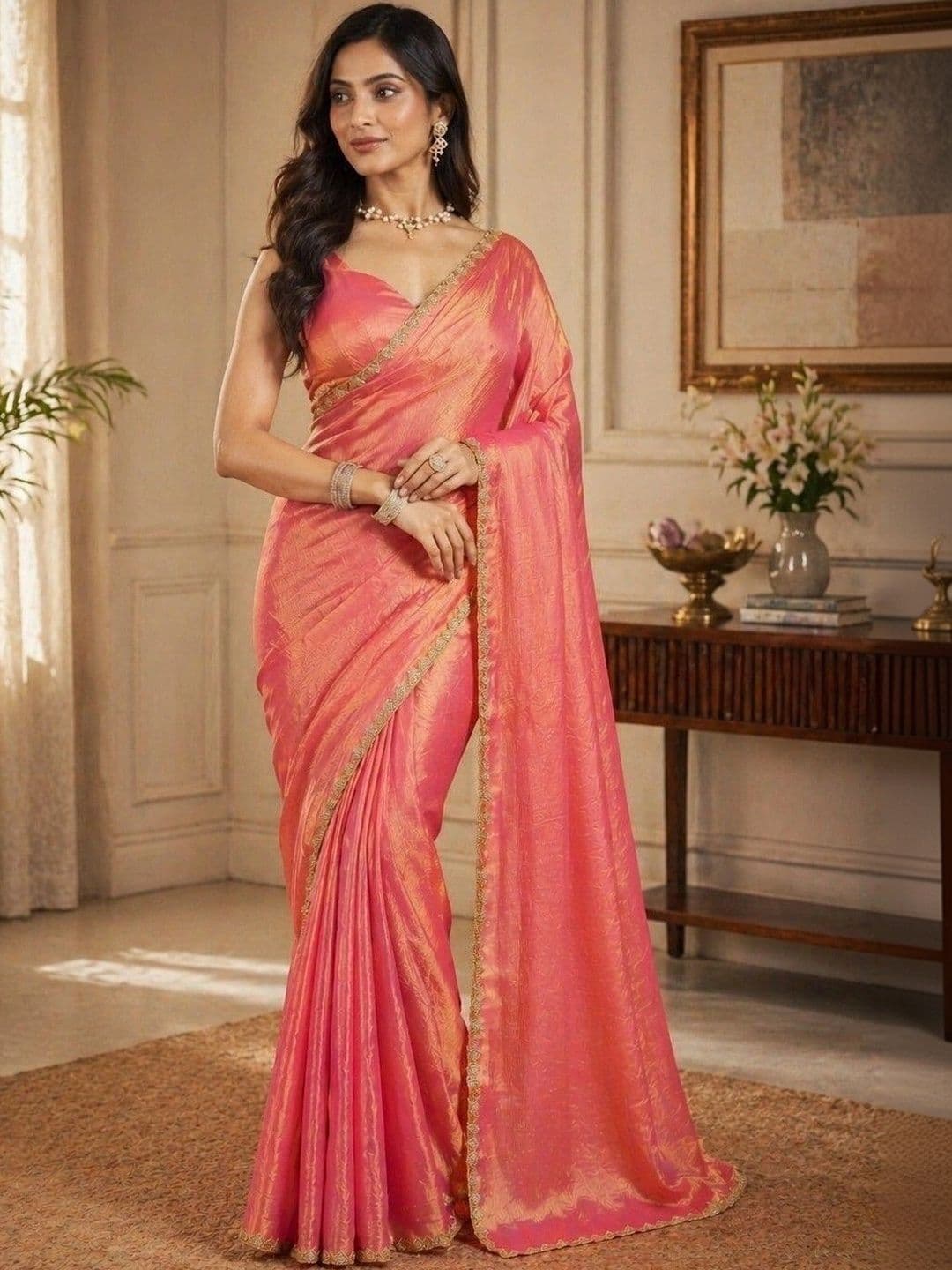 Moda Rapido Zari Satin Saree thumbnail 5