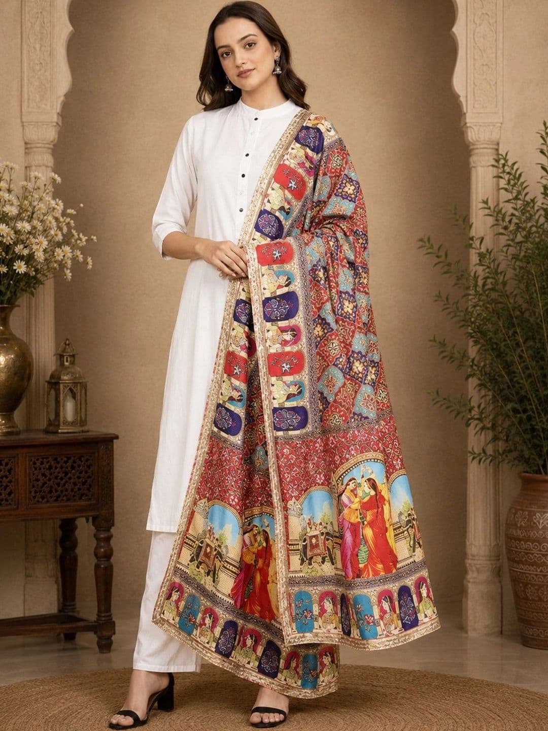 STUTI FASHION Ethnic Motifs Printed Dupatta with Zari - view 1