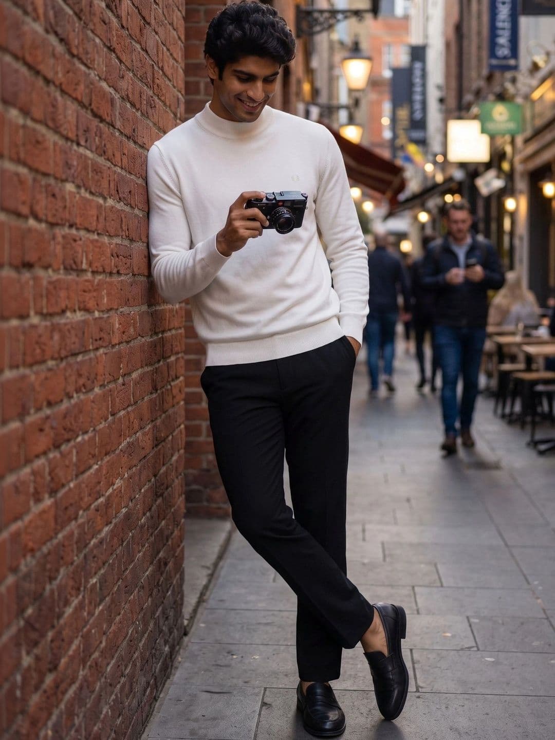 Roadster Men Cotton Solid Mock Collar Long Sleeves Pullover thumbnail 5