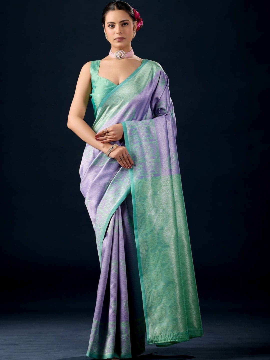 ERIKA Woven Design Zari Silk Blend Designer Banarasi Saree - view 1