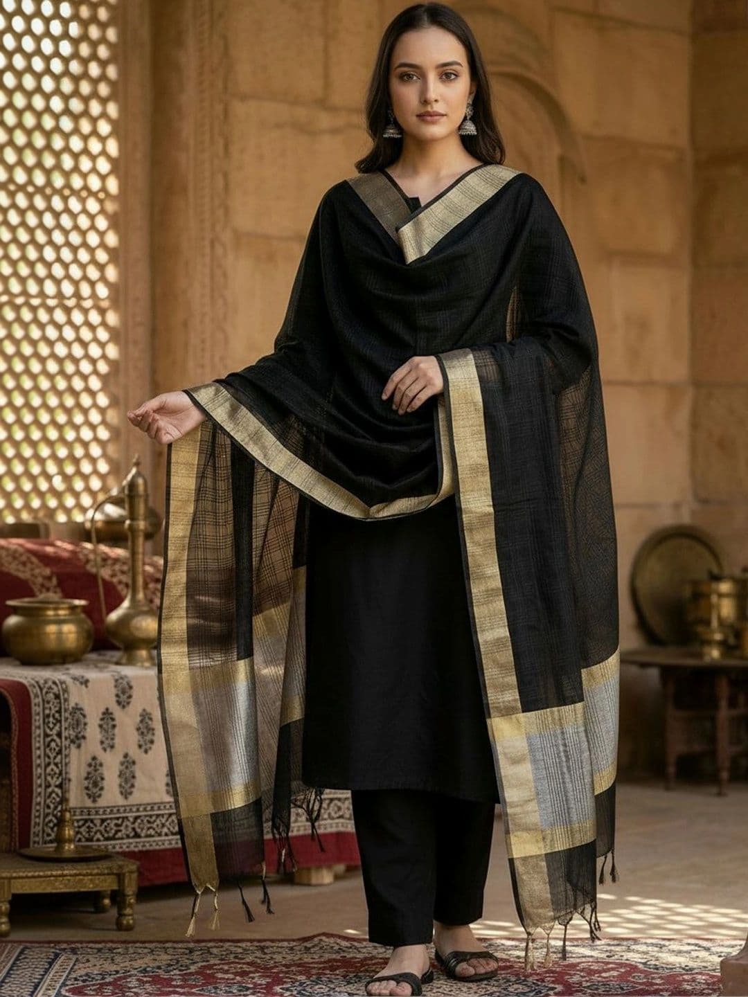 STUTI FASHION Woven Design Art Silk Dupatta - view 1