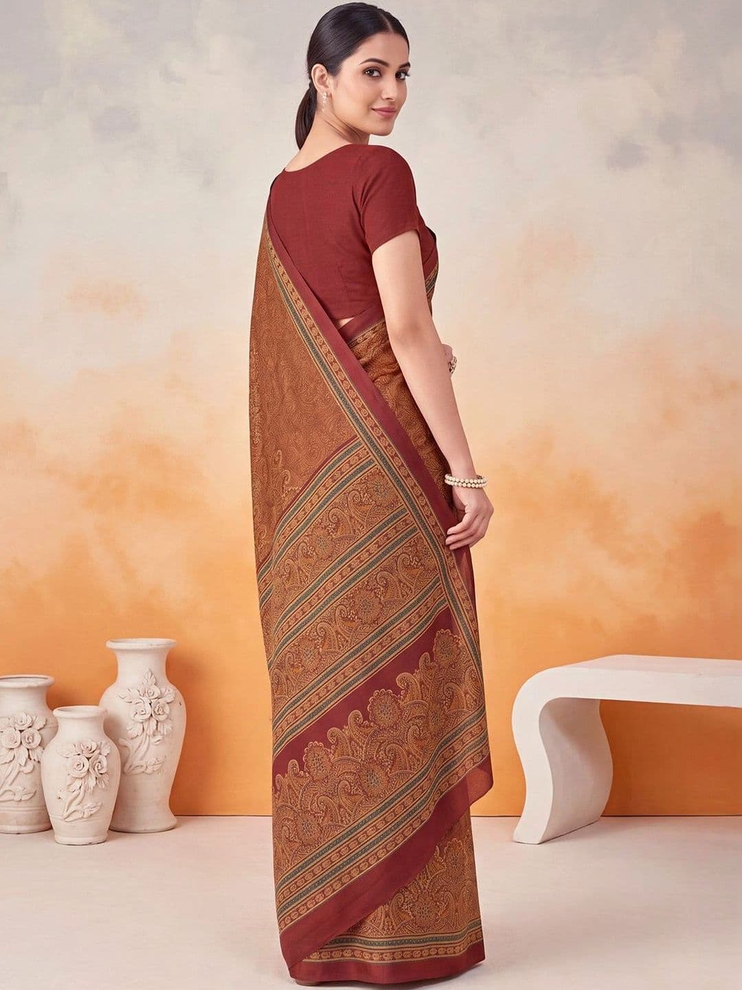Anouk Ethnic Motifs Poly Crepe Designer Saree thumbnail 3