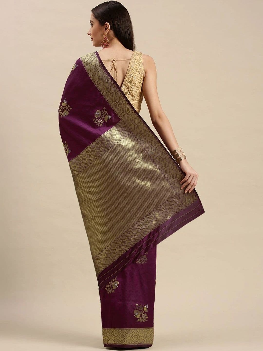 Dhaaga Ghar Women Floral Zari Art Silk Banarasi Saree thumbnail 2