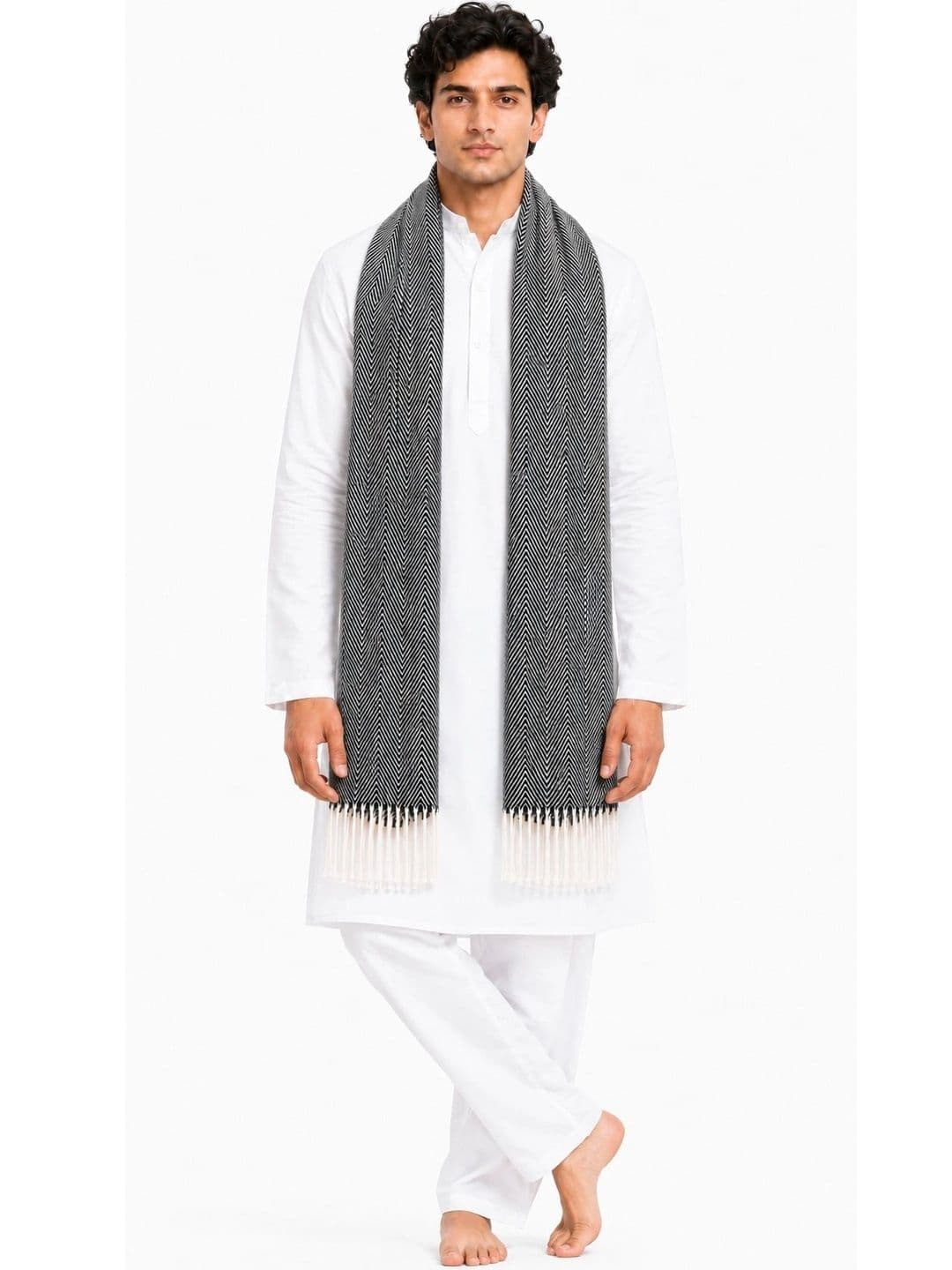 WOOLOASIS Men Woven Design Stole thumbnail 4
