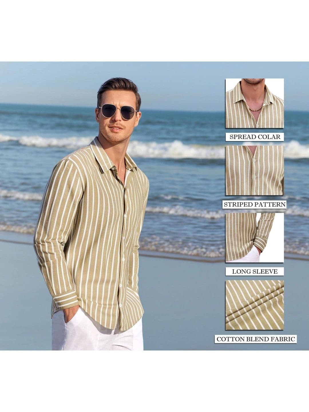 Fifth U Men Standard Striped Casual Shirt thumbnail 4
