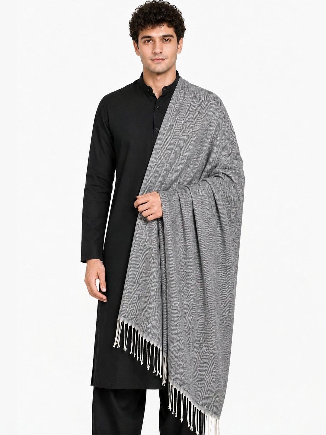 WOOLOASIS Men Woven Design Stole thumbnail 4