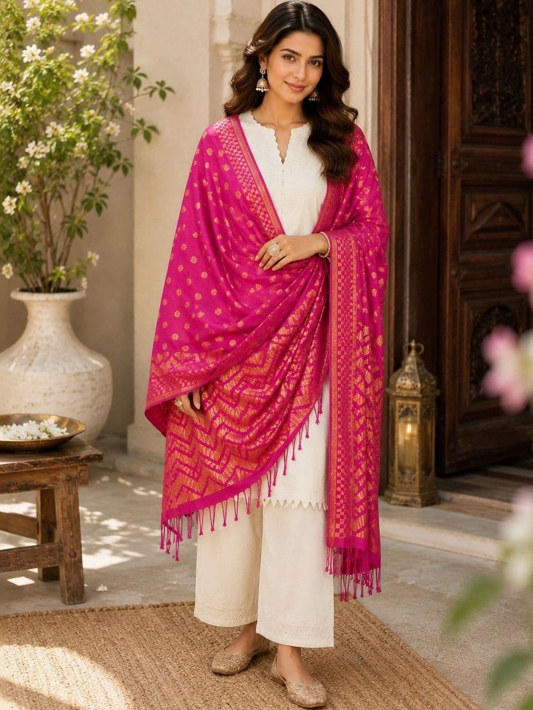 STUTI FASHION Ethnic Motifs Woven Design Dupatta with Zari - view 1