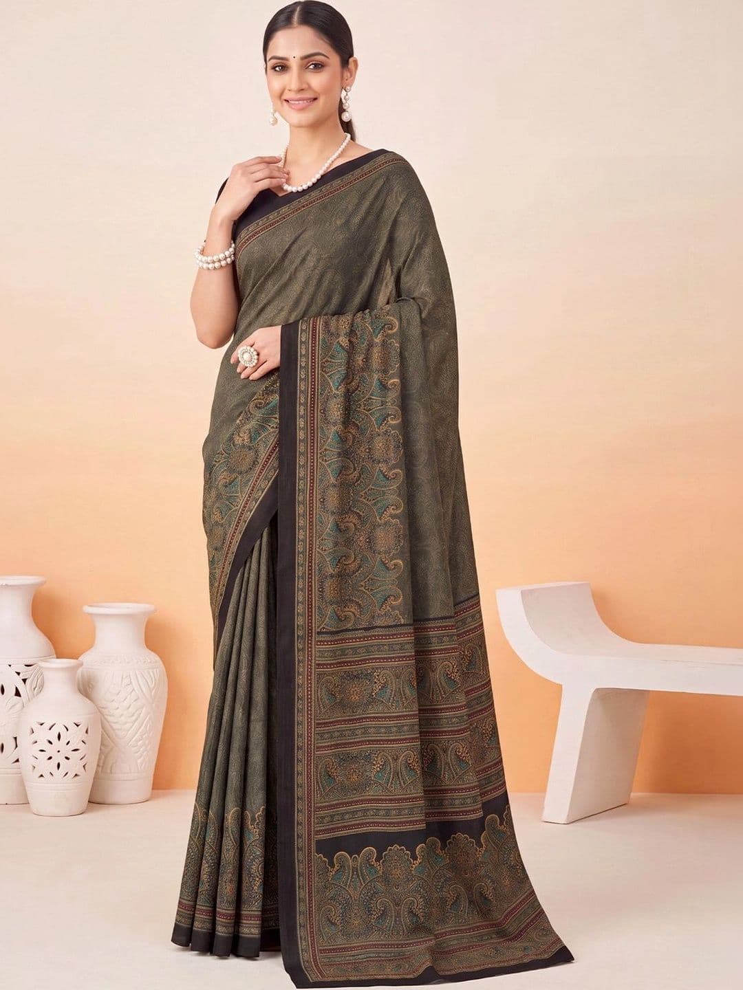 Anouk Paisley Poly Crepe Designer Saree - view 1