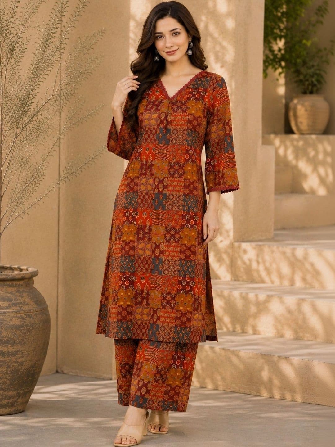 Tabeedah Women Ethnic Motifs Printed Regular Kurta with Palazzos thumbnail 7
