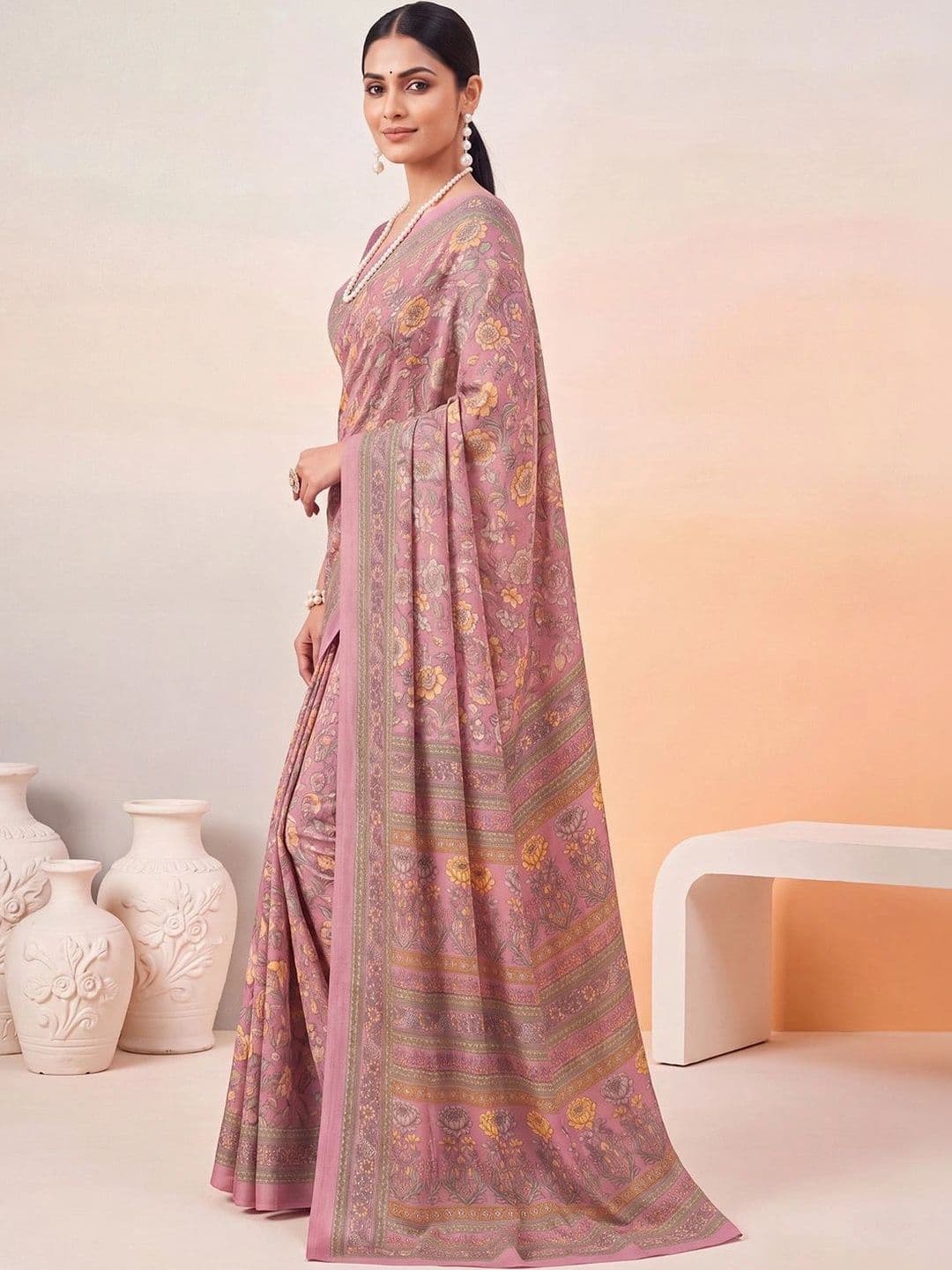 Anouk Floral Poly Crepe Designer Saree thumbnail 5