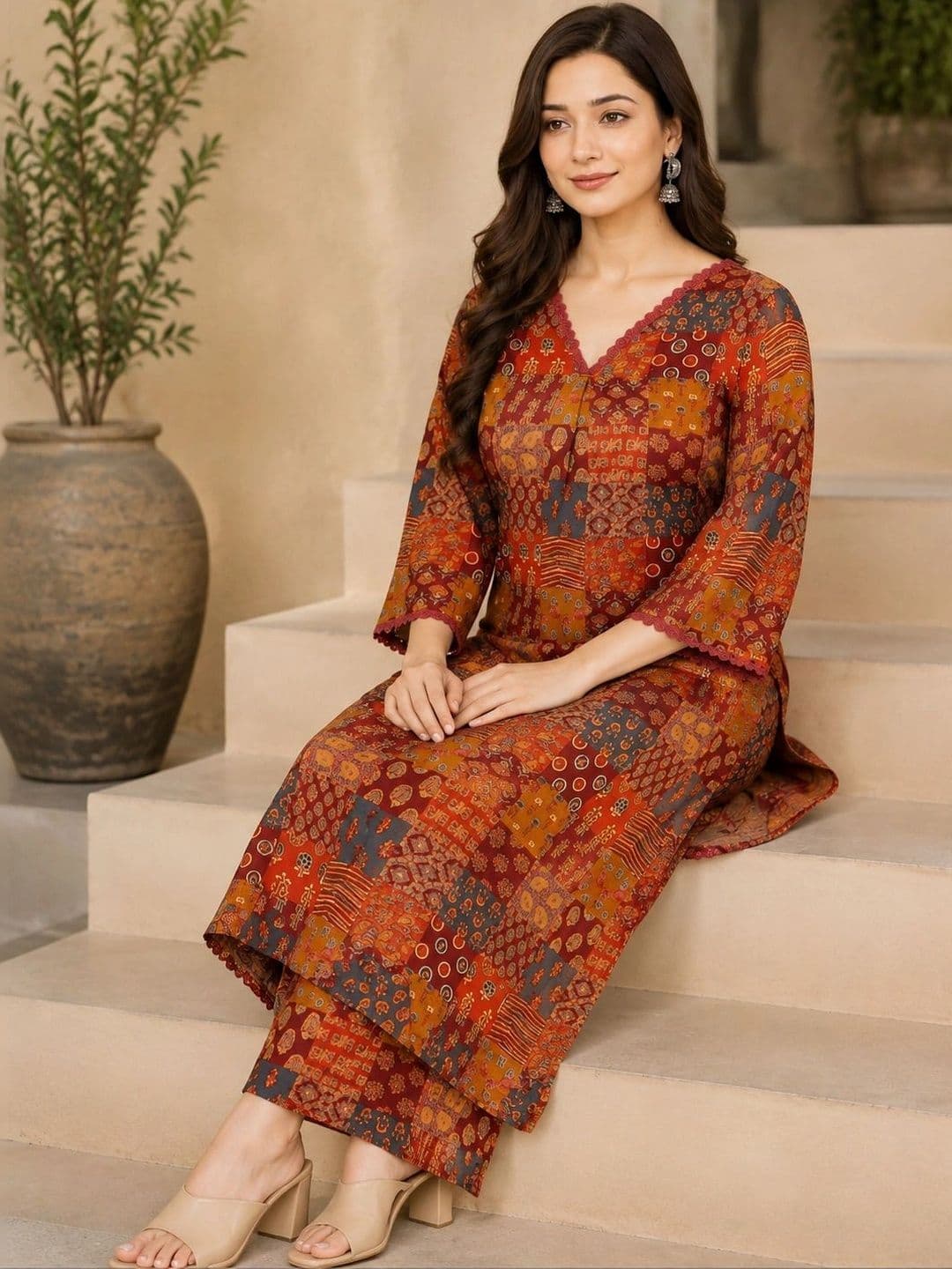 Tabeedah Women Ethnic Motifs Printed Regular Kurta with Palazzos - view 1