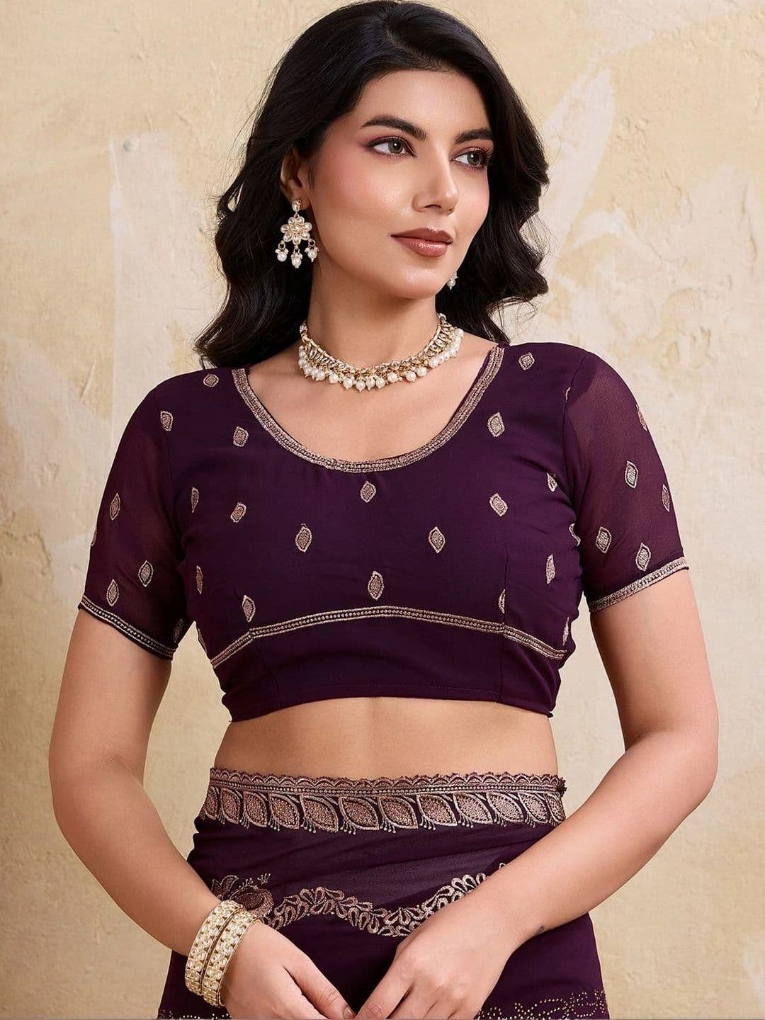 Leelavati Embellished Embroidered Pure Chiffon Saree thumbnail 3