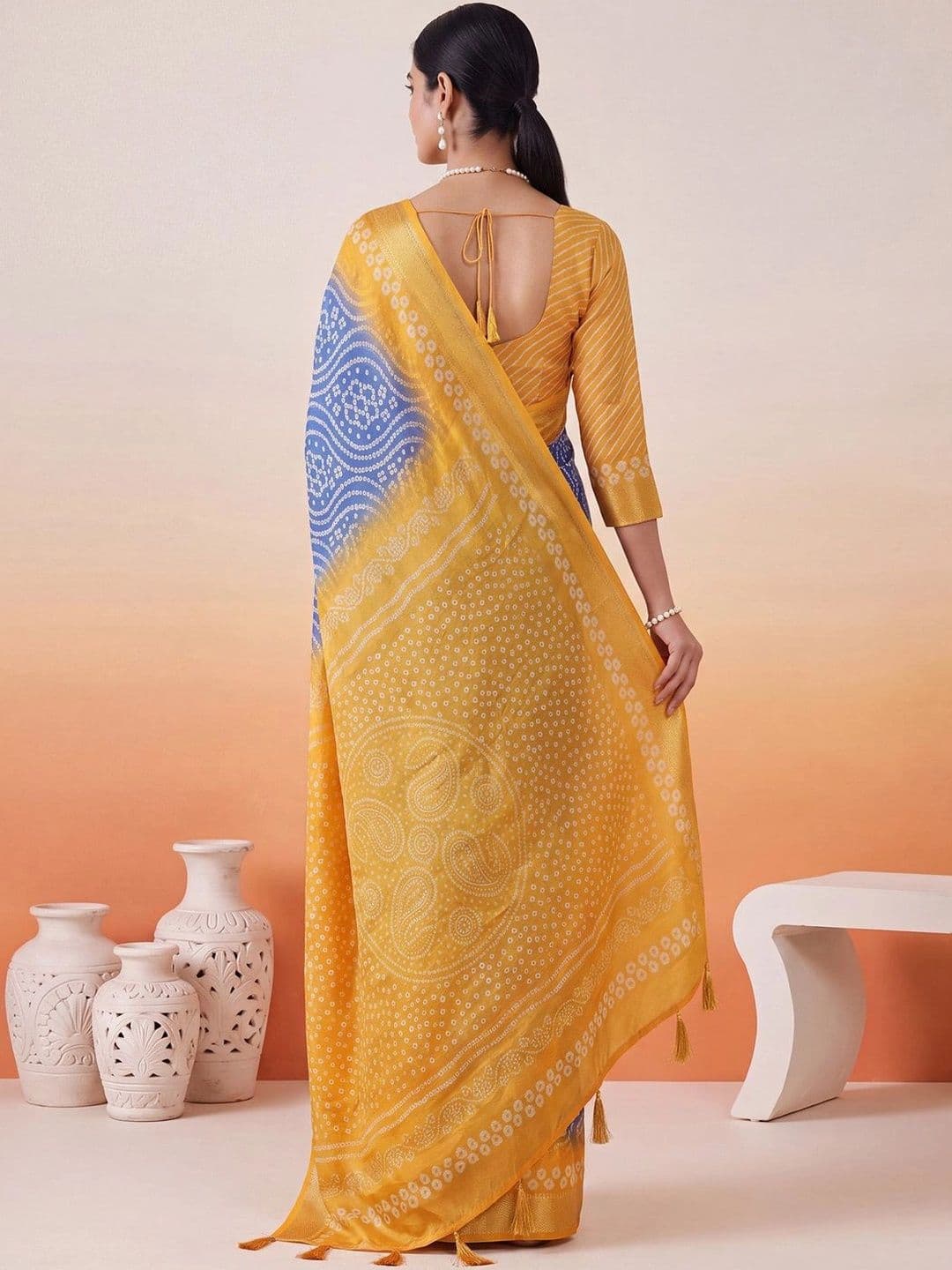 Anouk Bandhani Zari Designer Bandhani Saree thumbnail 7