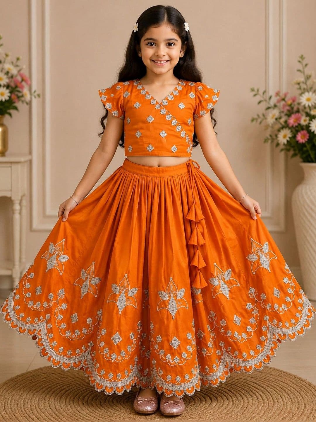 KALINI Girls Embellished Sequinned Ready to Wear Lehenga & - view 1