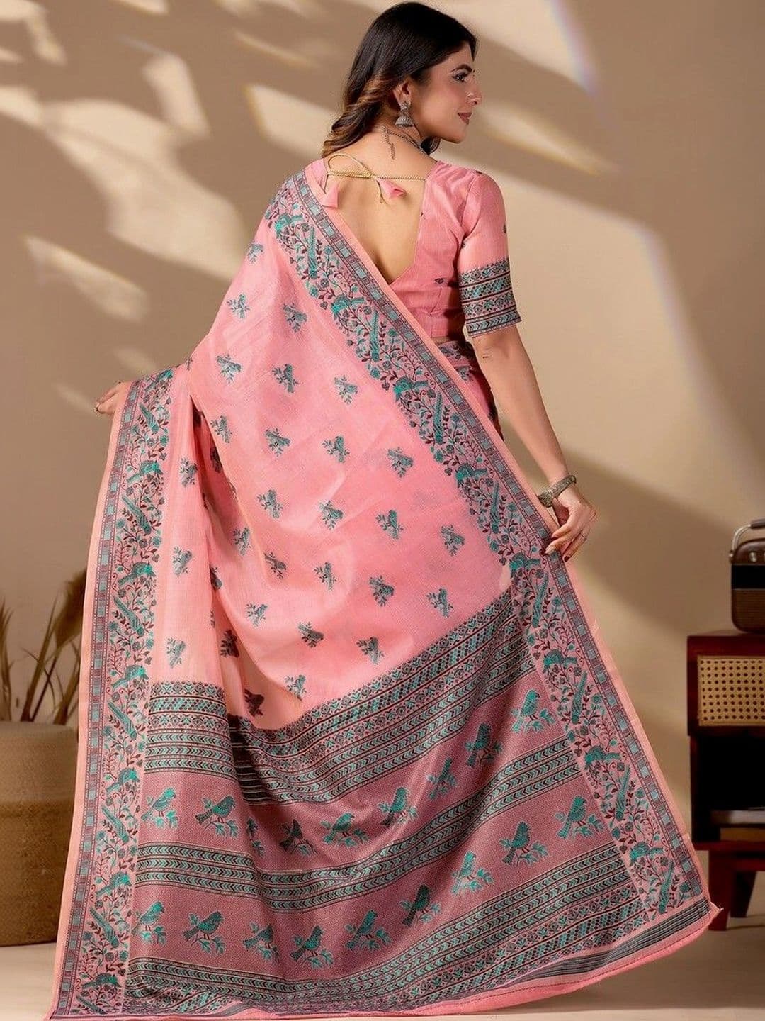ERIKA Woven Design Pure Cotton Designer Bhagalpuri Saree thumbnail 4