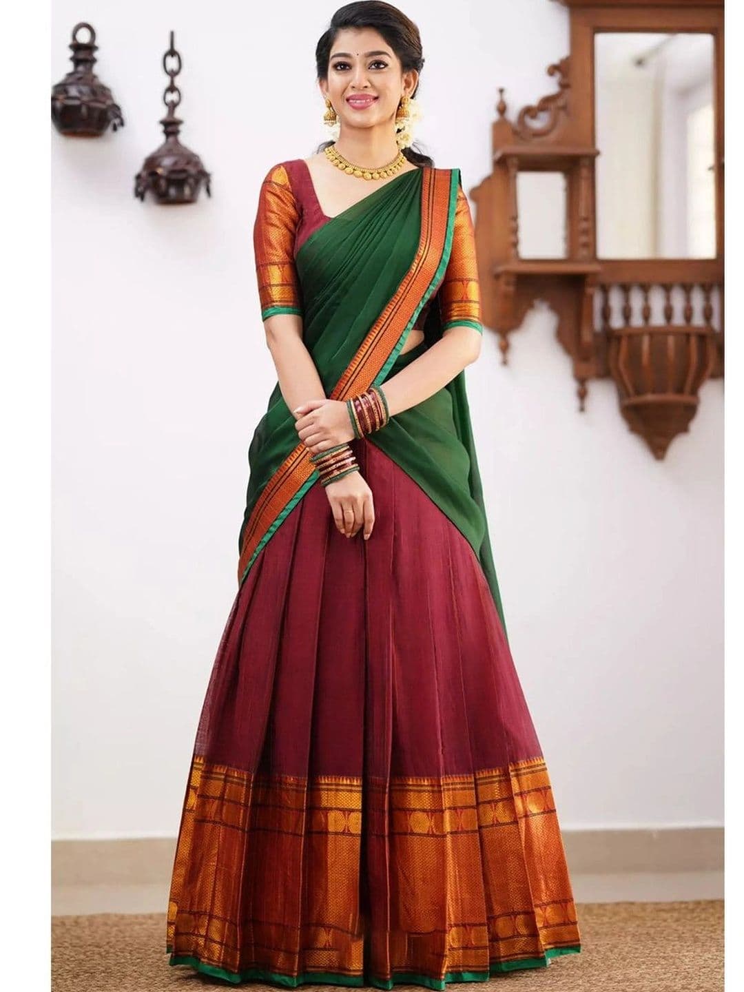 HERE&NOW Embellished Unstitched Lehenga & Blouse With Dupatta thumbnail 5