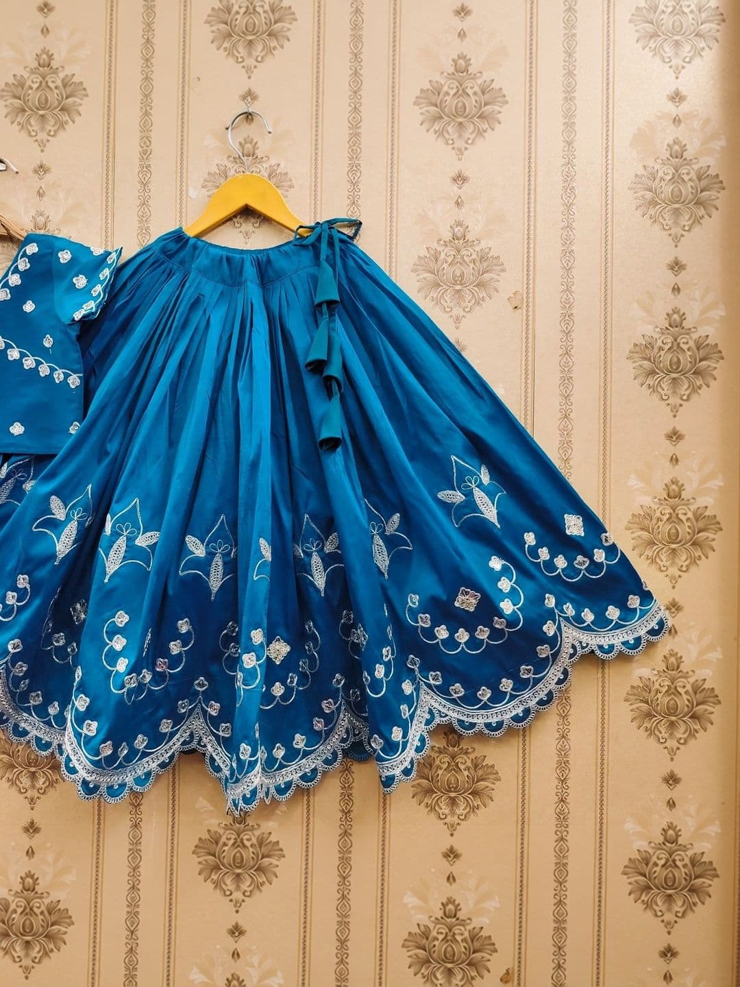 KALINI Girls Embroidered Thread Work Ready to Wear Lehenga & thumbnail 2