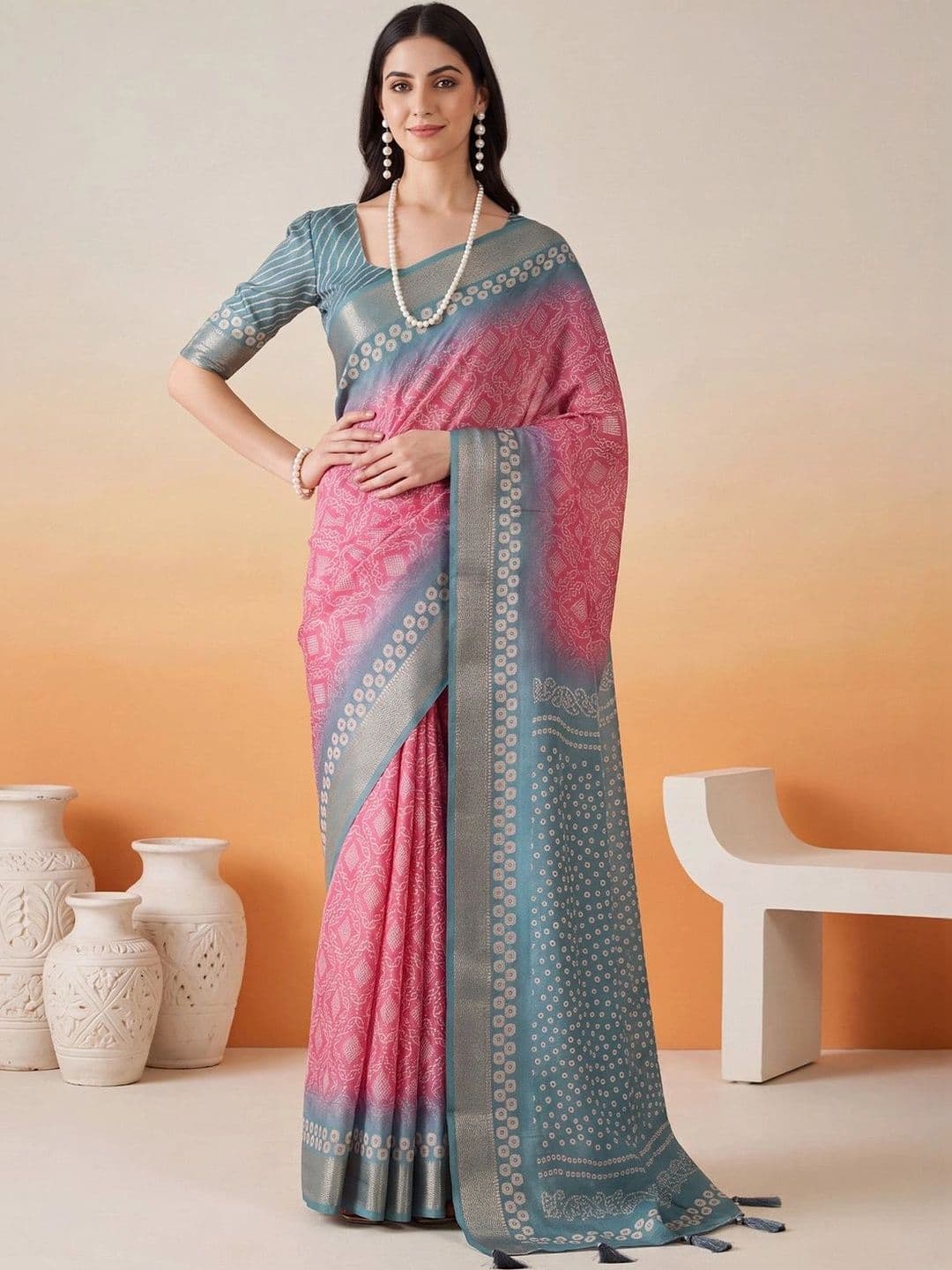 Anouk Bandhani Zari Designer Bandhani Saree - view 1