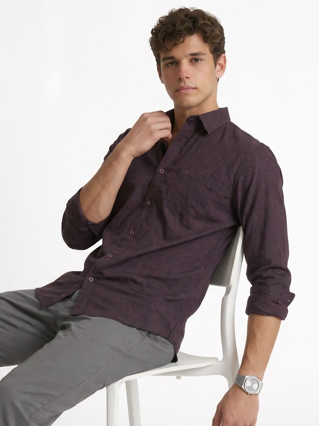 Peter England Slim Fit Micro Ditsy Printed Pure Cotton Casual Shirt - view 1