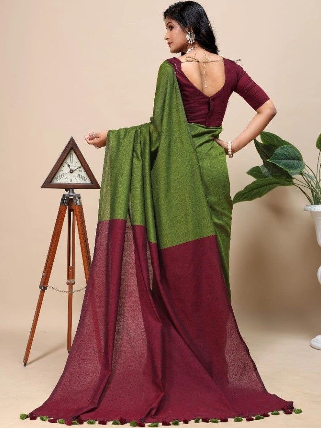 aeriebier Woven Design Zari Khadi Saree thumbnail 2