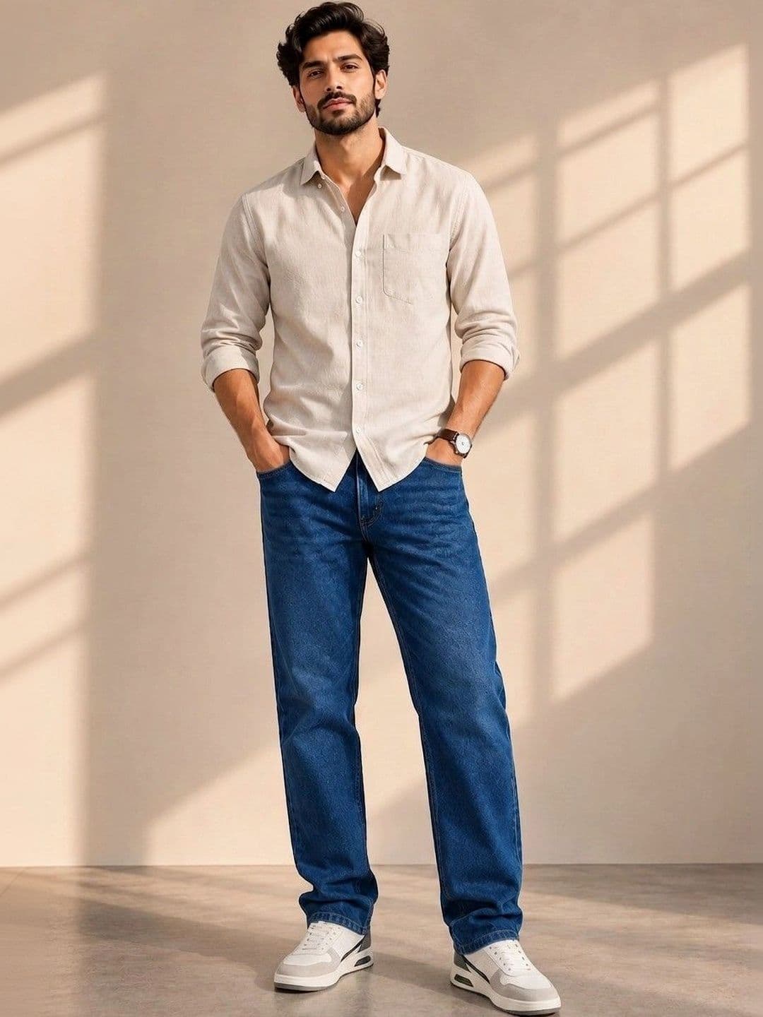 zayla Men Jean Regular Fit Mid-Rise Light Fade Stretchable Jeans - view 1