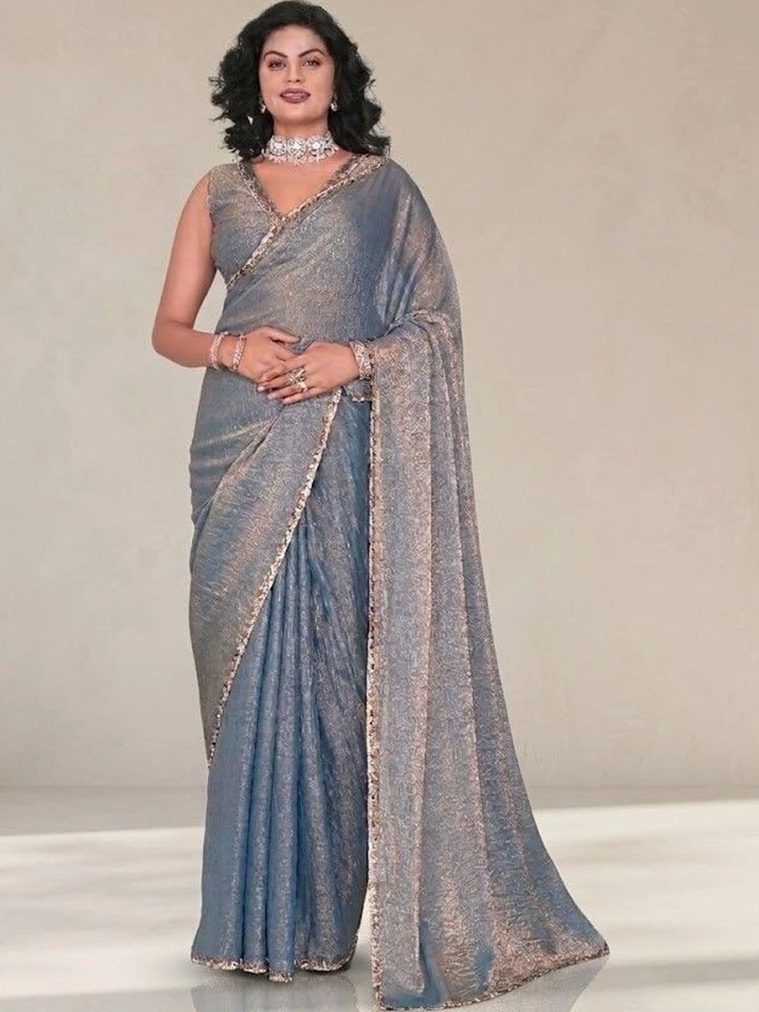 aeriebier Woven Design Zari Tissue Muga Saree thumbnail 4