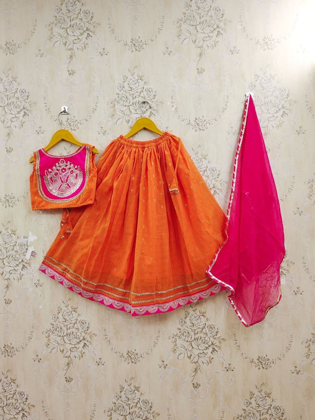 KALINI Girls Embroidered Thread Work Ready to Wear Lehenga & Blouse With Dupatta thumbnail 4