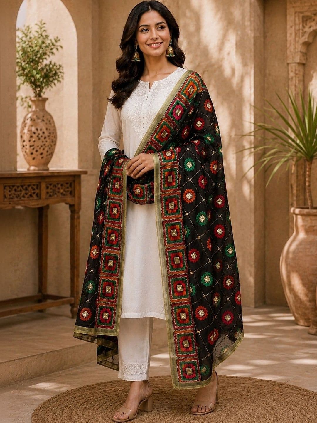 STUTI FASHION Ethnic Motifs Embroidered Dupatta with Thread Work - view 1