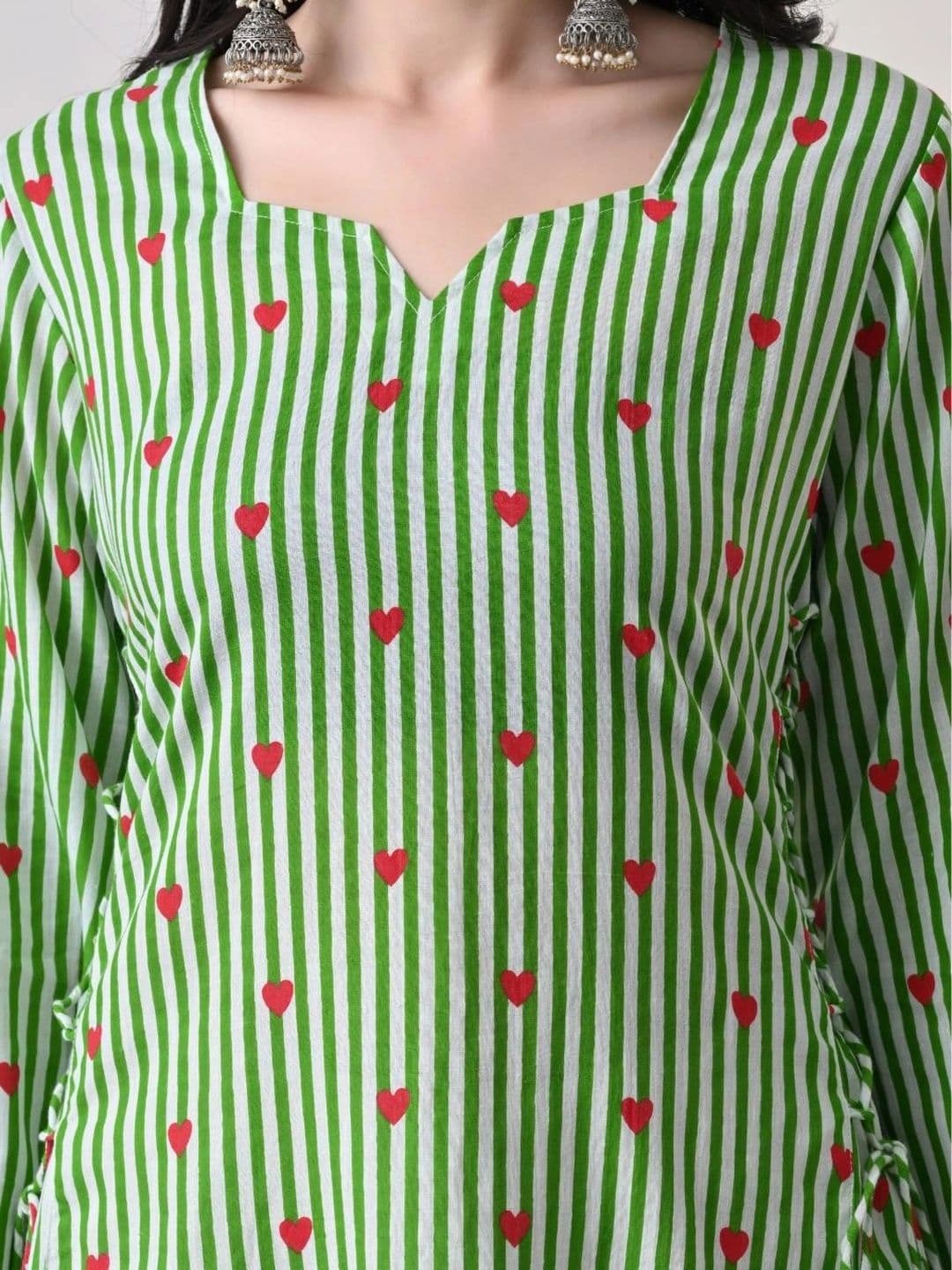 Anouk Rustic Striped Notch Neck Flared Sleeves Kurti thumbnail 4