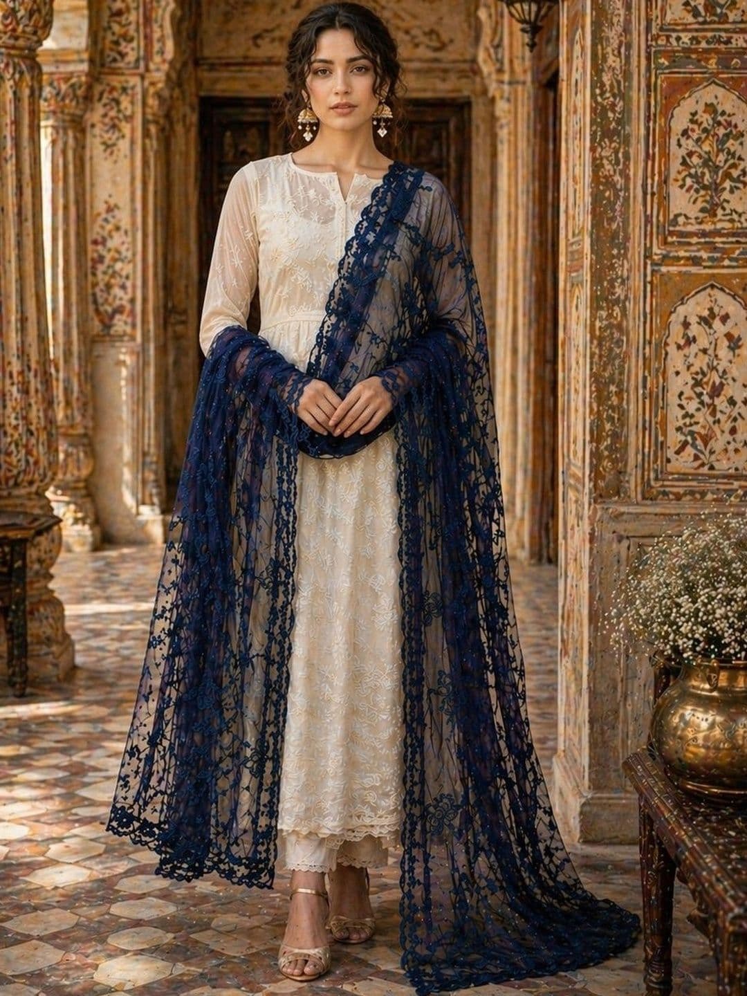 STUTI FASHION Embroidered Dupatta with Thread Work thumbnail 2