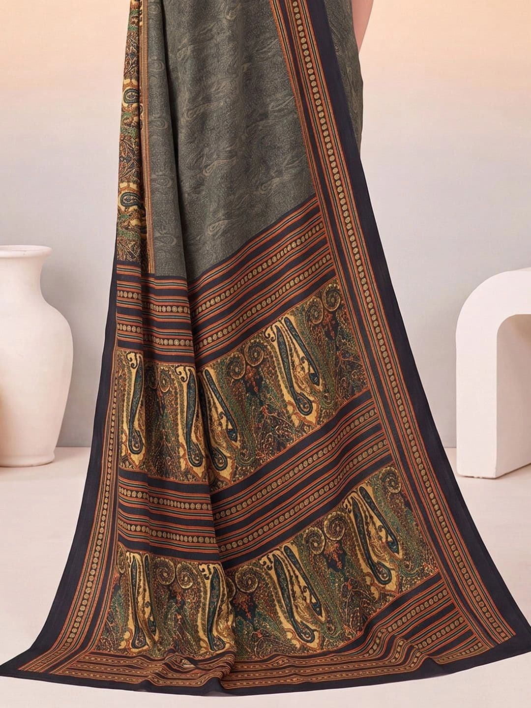 Anouk Paisley Poly Crepe Designer Saree thumbnail 6
