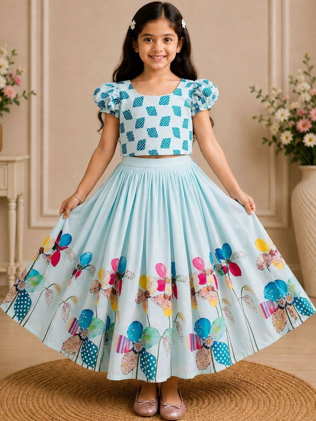 KALINI Girls Printed Ready to Wear Lehenga & - view 1