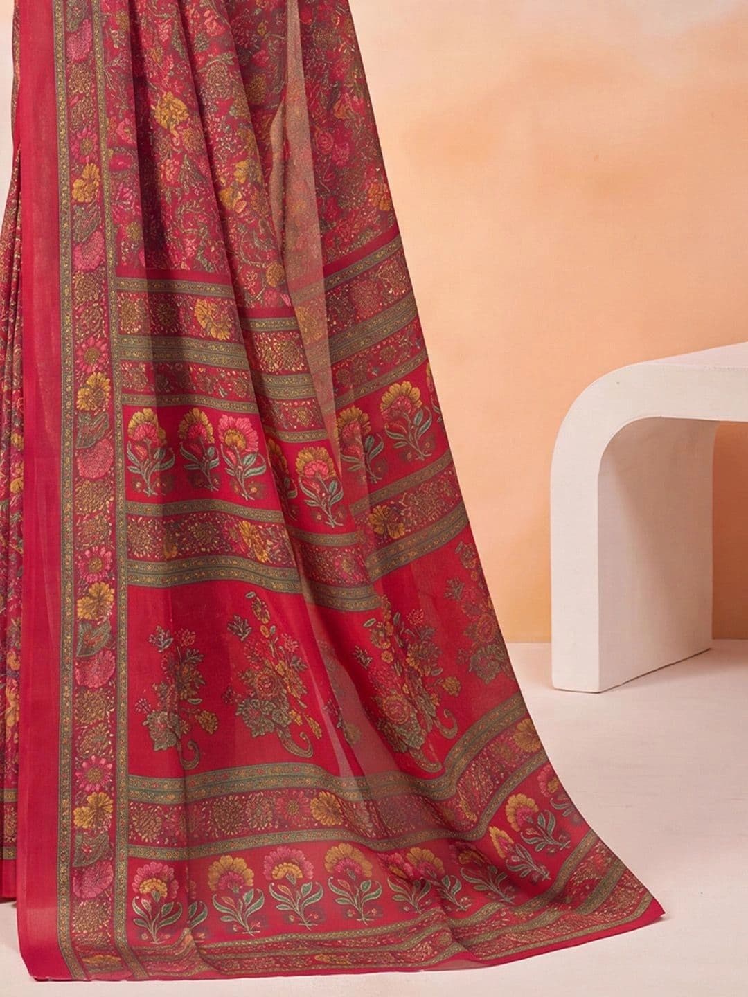 Anouk Floral Poly Crepe Designer Saree thumbnail 6